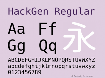 HackGen Regular Version 2.3.0 ; ttfautohint (v1.8.1) -l 6 -r 45 -G 200 -x 14 -D latn -f none -m 