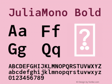 JuliaMono Bold Version 0.035; ttfautohint (v1.8) Font Sample