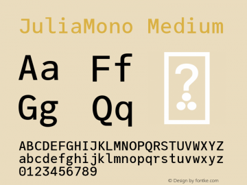 JuliaMono Medium Version 0.035; ttfautohint (v1.8) Font Sample