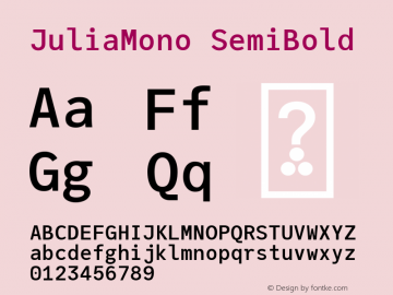 JuliaMono SemiBold Version 0.035; ttfautohint (v1.8)图片样张