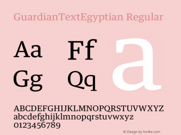 GuardianTextEgyptian Regular Version 2.001 2018 Font Sample