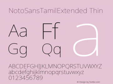 NotoSansTamilExtended Thin Version 1.002 Font Sample