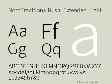 NotoTraditionalNushuExtended Light Version 1.000 Font Sample
