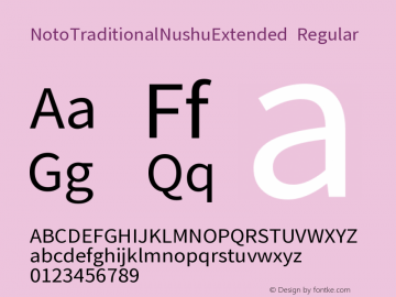 NotoTraditionalNushuExtended Regular Version 1.000 Font Sample