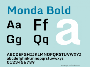 Monda Bold Version 2.100 Font Sample
