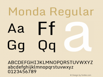 Monda Regular Version 2.100; ttfautohint (v1.8.3)图片样张