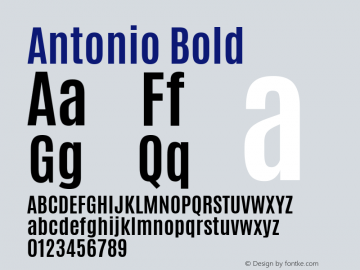 Antonio Bold Version 1.002; ttfautohint (v1.8.3) Font Sample