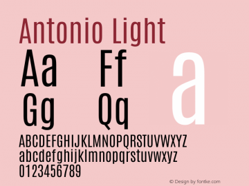 Antonio Light Version 1.002 Font Sample