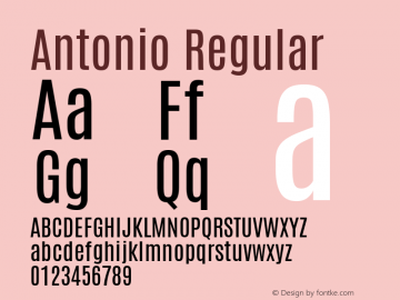 Antonio Regular Version 1.002; ttfautohint (v1.8.3) Font Sample