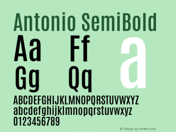 Antonio SemiBold Version 1.002 Font Sample