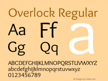 Overlock Regular Version 1.001 Font Sample