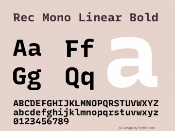 Rec Mono Linear Bold Version 1.075 Font Sample