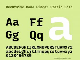 Recursive Mn Lnr St Bold Version 1.077;hotconv 1.0.112;makeotfexe 2.5.65598; ttfautohint (v1.8.3) Font Sample