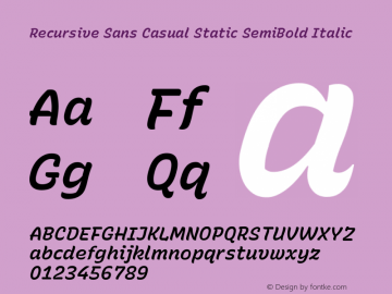 Recursive Sn Csl St SmB Italic Version 1.077;hotconv 1.0.112;makeotfexe 2.5.65598; ttfautohint (v1.8.3)图片样张