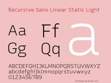 Recursive Sn Lnr St Lt Version 1.077;hotconv 1.0.112;makeotfexe 2.5.65598; ttfautohint (v1.8.3)图片样张