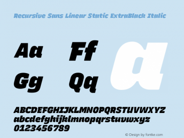 Recursive Sn Lnr St XBk Italic Version 1.077;hotconv 1.0.112;makeotfexe 2.5.65598图片样张