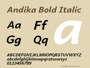 Andika Bold Italic Version 5.960 beta2 dev-01cc25 Font Sample