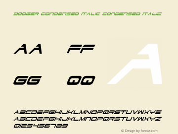 Dodger Condensed Italic Condensed Italic 2 Font Sample