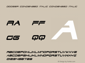 Dodger Condensed Italic Condensed Italic Version 3.0; 2015 Font Sample