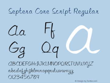 Septera Core Script Regular Macromedia Fontographer 4.1 23.05.2002图片样张