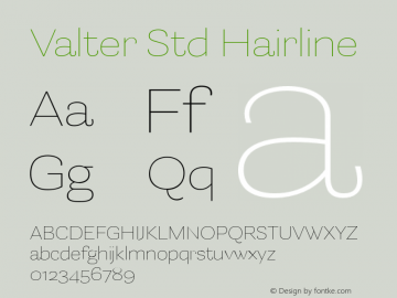 ValterStd-Hair Version 1.0; 2014 Font Sample