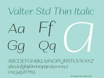 ValterStd-ThinIta Version 1.0; 2014 Font Sample