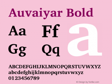Auvaiyar Bold Version 0.700 Font Sample