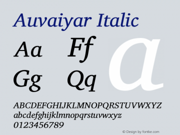 Auvaiyar Italic Version 0.700 Font Sample