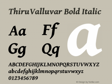 ThiruValluvar Bold Italic Version 0.700 Font Sample