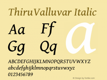 ThiruValluvar Italic Version 0.700 Font Sample