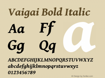 Vaigai Bold Italic Version 0.700 Font Sample