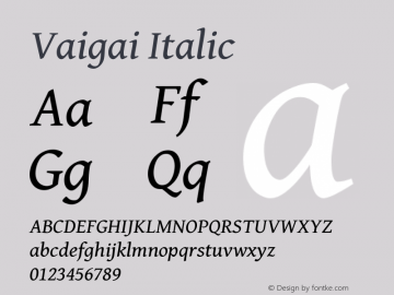 Vaigai Italic Version 0.700 Font Sample