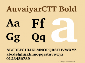 AuvaiyarCTT Bold Version 0.700 Font Sample