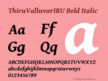ThiruValluvarIRU Bold Italic Version 0.700 Font Sample