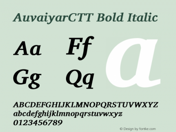 AuvaiyarCTT Bold Italic Version 0.700图片样张