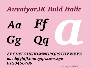AuvaiyarJK Bold Italic Version 0.700 Font Sample