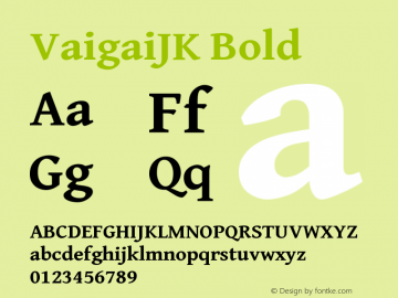 VaigaiJK Bold Version 0.700 Font Sample