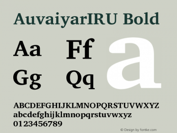 AuvaiyarIRU Bold Version 0.700 Font Sample