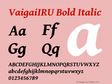 VaigaiIRU Bold Italic Version 0.700 Font Sample