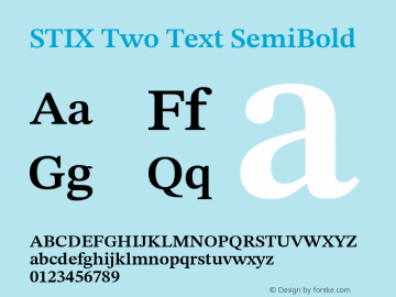 STIX Two Text SemiBold Version 2.12 b168 Font Sample