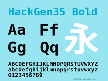 HackGen35 Bold Version 2.3.2 ; ttfautohint (v1.8.1) -l 6 -r 45 -G 200 -x 14 -D latn -f none -m 