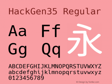 HackGen35 Regular Version 2.3.2 ; ttfautohint (v1.8.1) -l 6 -r 45 -G 200 -x 14 -D latn -f none -m 