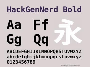 HackGenNerd Bold Version 2.3.2 ; ttfautohint (v1.8.1) -l 6 -r 45 -G 200 -x 14 -D latn -f none -m 