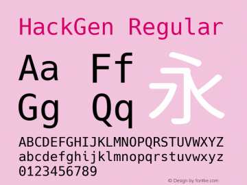 HackGen Regular Version 2.3.2 ; ttfautohint (v1.8.1) -l 6 -r 45 -G 200 -x 14 -D latn -f none -m 