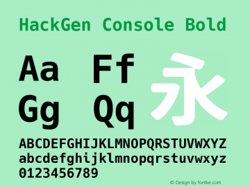 HackGen Console Bold Version 2.3.2 ; ttfautohint (v1.8.1) -l 6 -r 45 -G 200 -x 14 -D latn -f none -m 