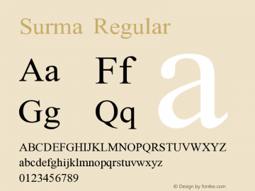 Surma Version 4.000 Font Sample