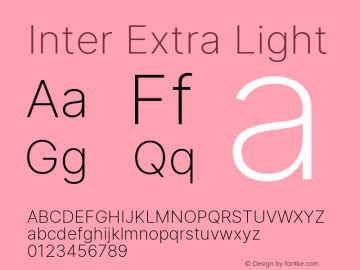 Inter Extra Light Version 3.016;git-4cb8acb75 Font Sample