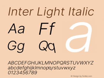 Inter Light Italic Version 3.016;git-4cb8acb75图片样张