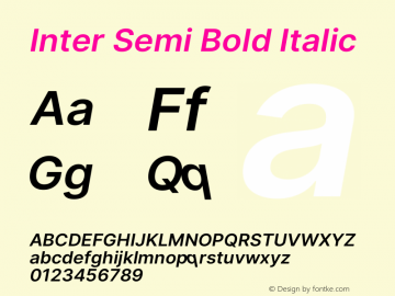 Inter Semi Bold Italic Version 3.016;git-4cb8acb75图片样张