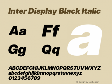 Inter Display Black Italic Version 3.016;git-4cb8acb75图片样张